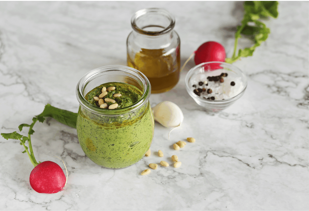 ingrédients recette pesto fanes de radis